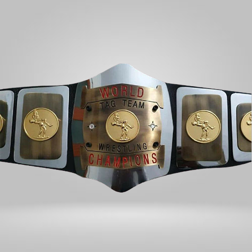 American Wrestling World Tag Team Wrestling Champion Belt United States Old Condition - Rental Sports