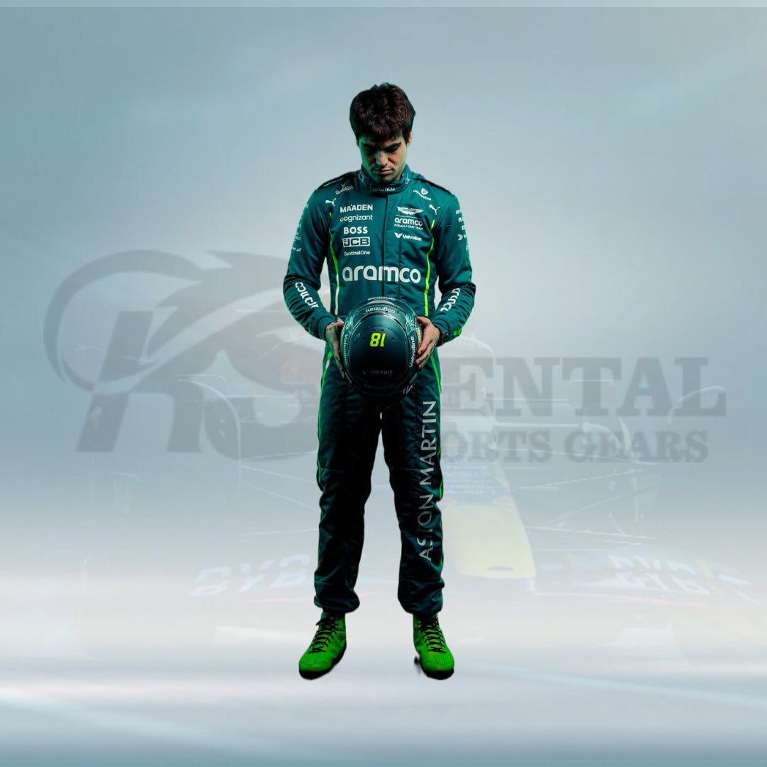 2025 Lance Stroll Aston Martin Aramco Formula One Team Racing Suit - Rental Sports