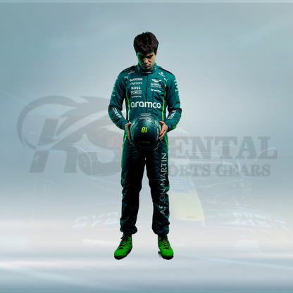 2025 Lance Stroll Aston Martin Aramco Formula One Team Racing Suit - Rental Sports