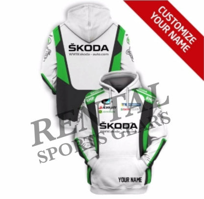 Skoda Racing Car Rallying Branded Unisex F1 Hoodie