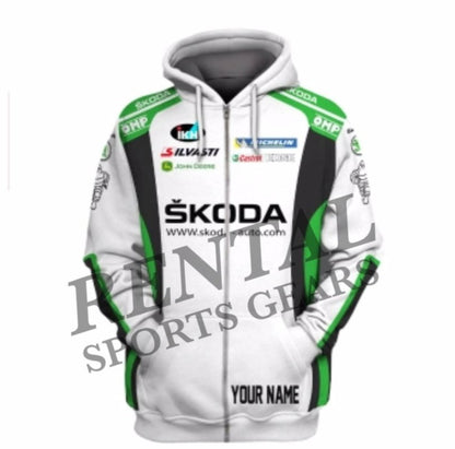 Skoda Racing Car Rallying Branded Unisex F1 Hoodie