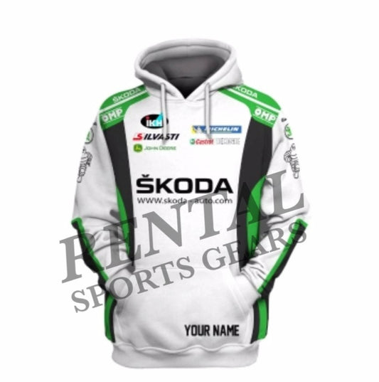 Skoda Racing Car Rallying Branded Unisex F1 Hoodie