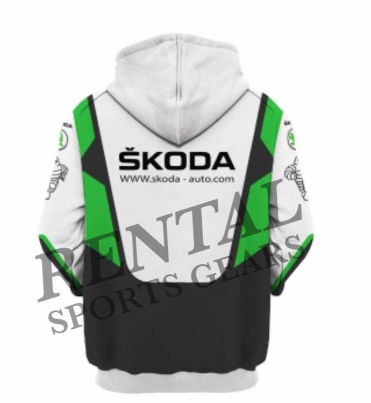 Skoda Racing Car Rallying Branded Unisex F1 Hoodie