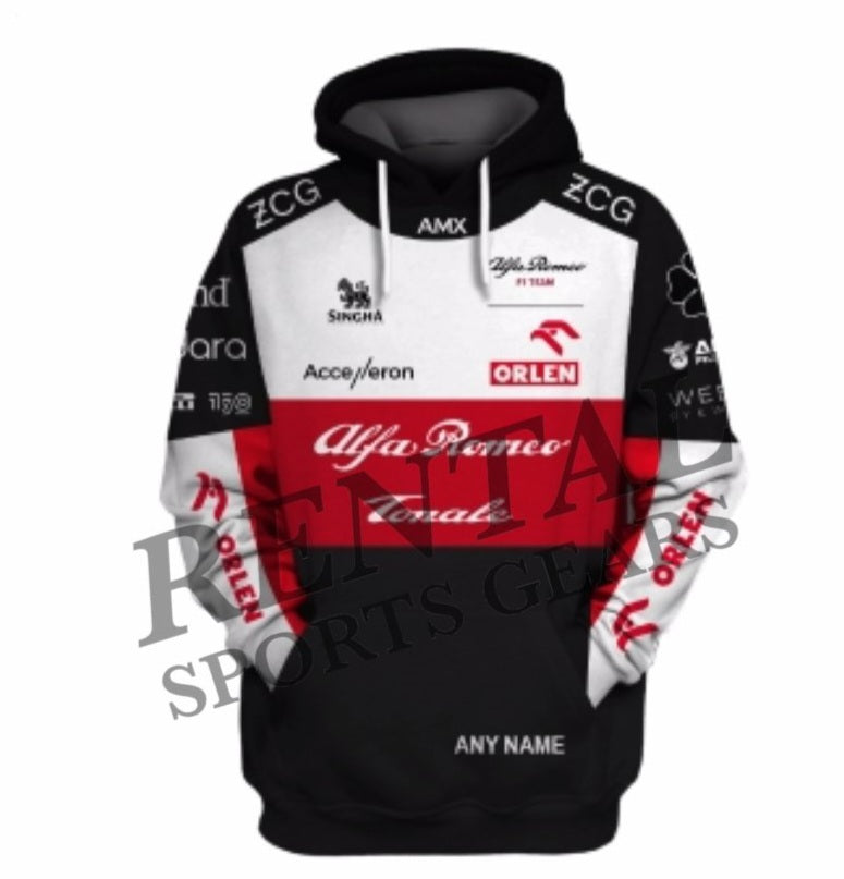 2022 Alfa Romeo New Race Hoodie Zhou Guanyu F1 Race Hoodie - Rental Sports