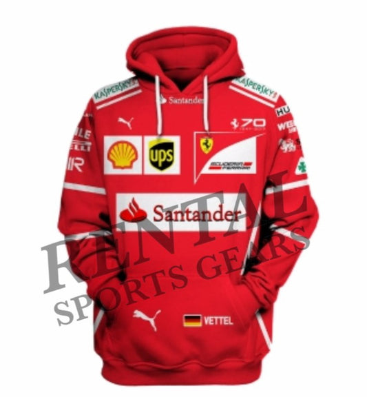 Sebastian Vettel's Ferrari 2017 F1 Race Hoodie - Rental Sports