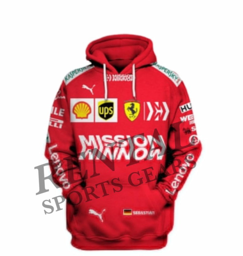 2019 Sebastian Vettel Race Scuderia Ferrari F1 Race Hoodie – Rental Sports