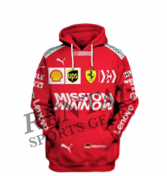 2019 Sebastian Vettel Race Scuderia Ferrari F1 Race Hoodie - Rental Sports