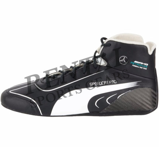 Mercedes AMG Petronas F1 Black Christmas Puma Speedcat Pro Driver Shoes