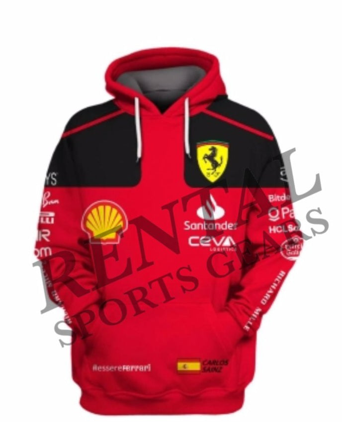 2023 Carlos Sainz Race Scuderia Ferrari F1 Hoodie - Rental Sports