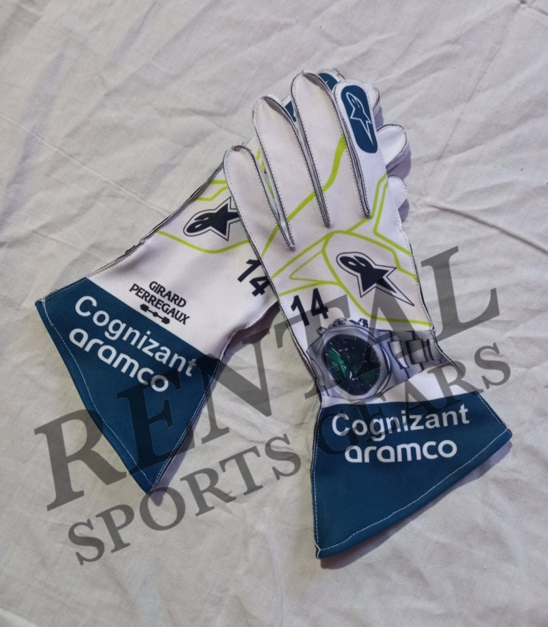 Fernando alonso 2023 Aston Martin Race Gloves – F1 - F1 Replica Gloves - Rental Sports