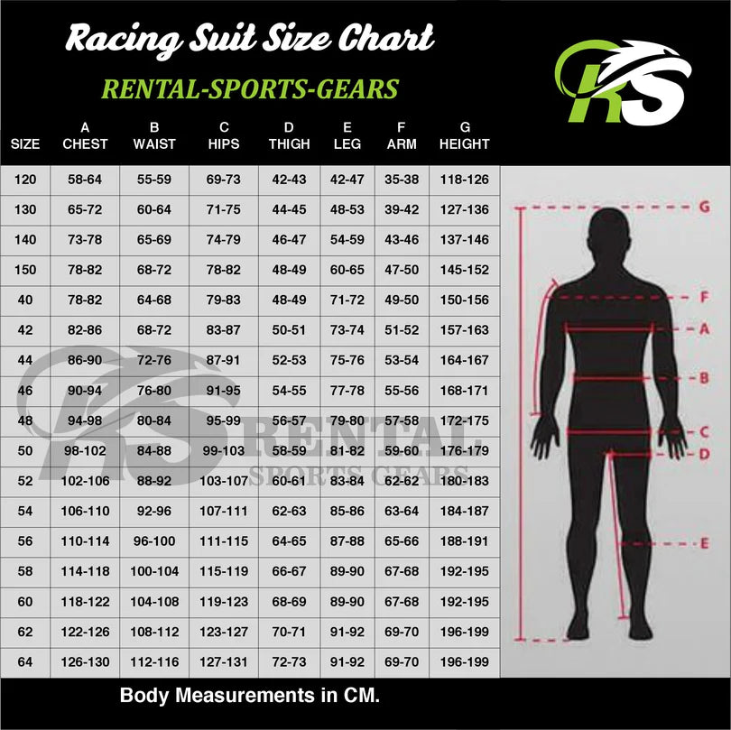 Formula 1 Race suit size Chart