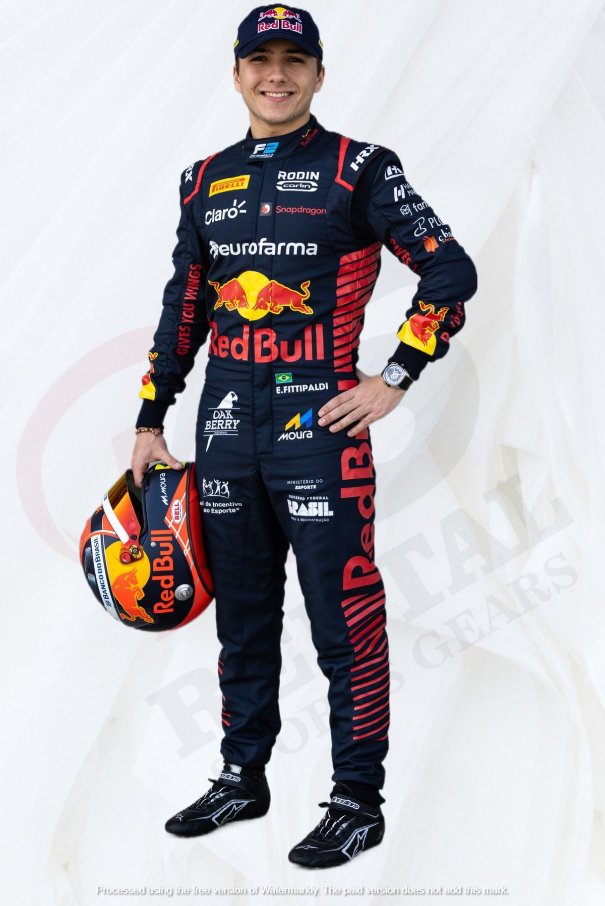 Enzo Fittipaldi 2023 F2 RedBull Racing Suit Rodin Carlin