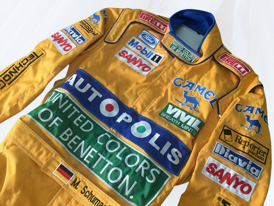 F1 Michael Schumacher 1992 Embroidered race suit | F1 Replica Embroidery Race Suit - Rental Sports