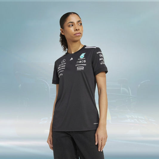 Mercedes AMG Petronas adidas F1 2025 Team Driver T-Shirt - Black - Womens