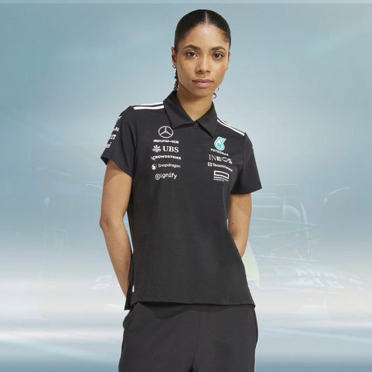 Mercedes AMG Petronas adidas F1 2025 Team Polo - Black - Womens