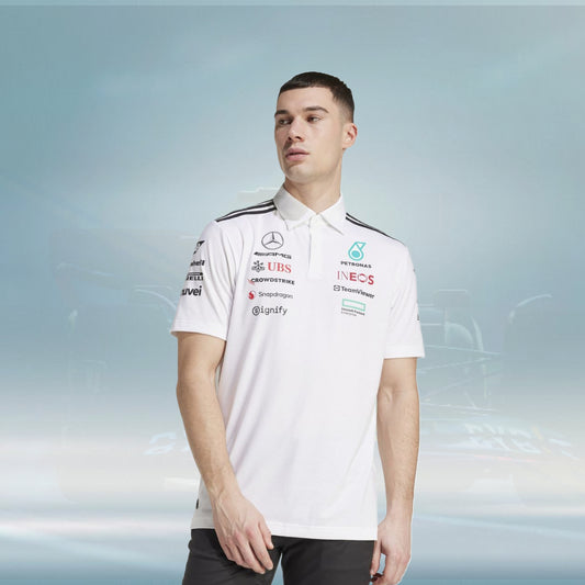 Mercedes AMG Petronas adidas F1 2025 Team Polo - White