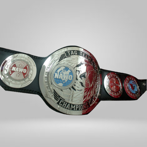 NAWO Mirror Image Tag Team Wrestling Championship Title Belts - Rental Sports