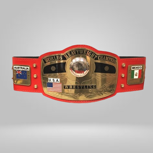 NWA New Red Championship Replica Title Belt - Rental Sports