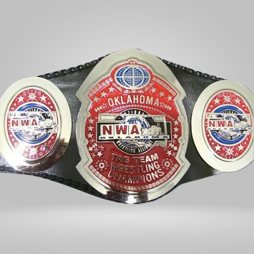 NWA Oklahoma Tag Team Wrestling Champion Belt Old Heavyweight Championship Belt - Rental Sports