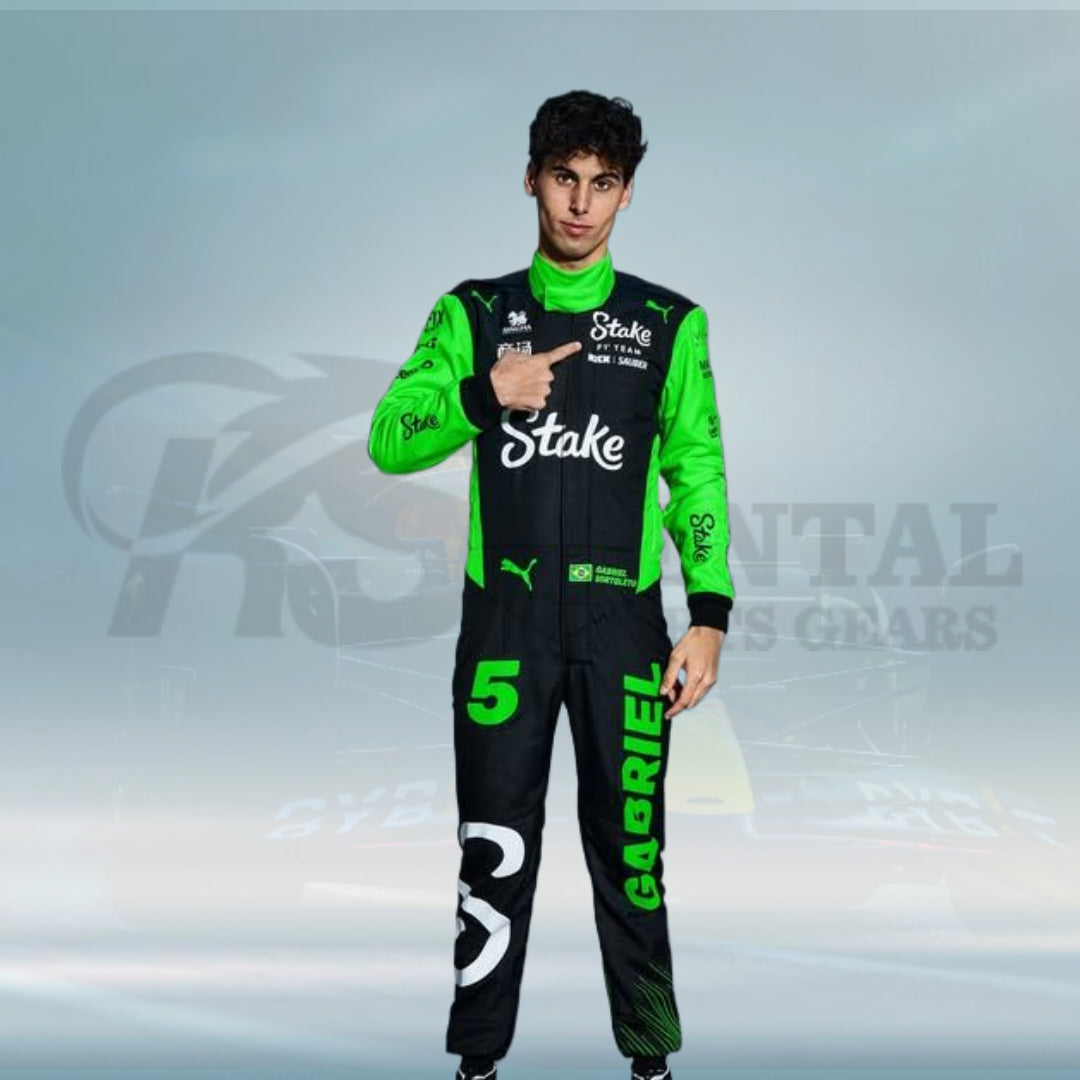 2025 Gabriel Bortoleto Kick Sauber Stake F1 Team Racing Suit - Rental Sports