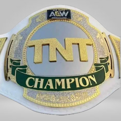 AEW TNT CHAMPIONSHIP BELT ALL ELITE WRESTLING TNT WHITE LEATHER REPLICA BELT