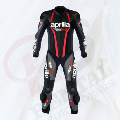 APRILIA BLACK V4 RACE SUIT Leather Motorbike Racing SUIT