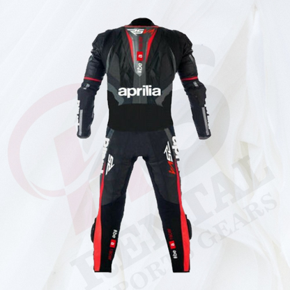 APRILIA BLACK V4 RACE SUIT Leather Motorbike Racing SUIT