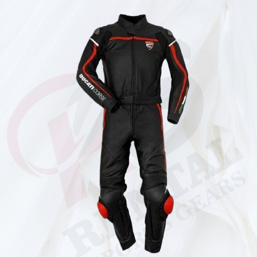 DUCATI BLACK MOTORBIKE LEATHER SUIT MOTOGP