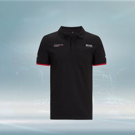 2021 Porsche Germany Mens Team Polo Shirt Black - Rental Sports