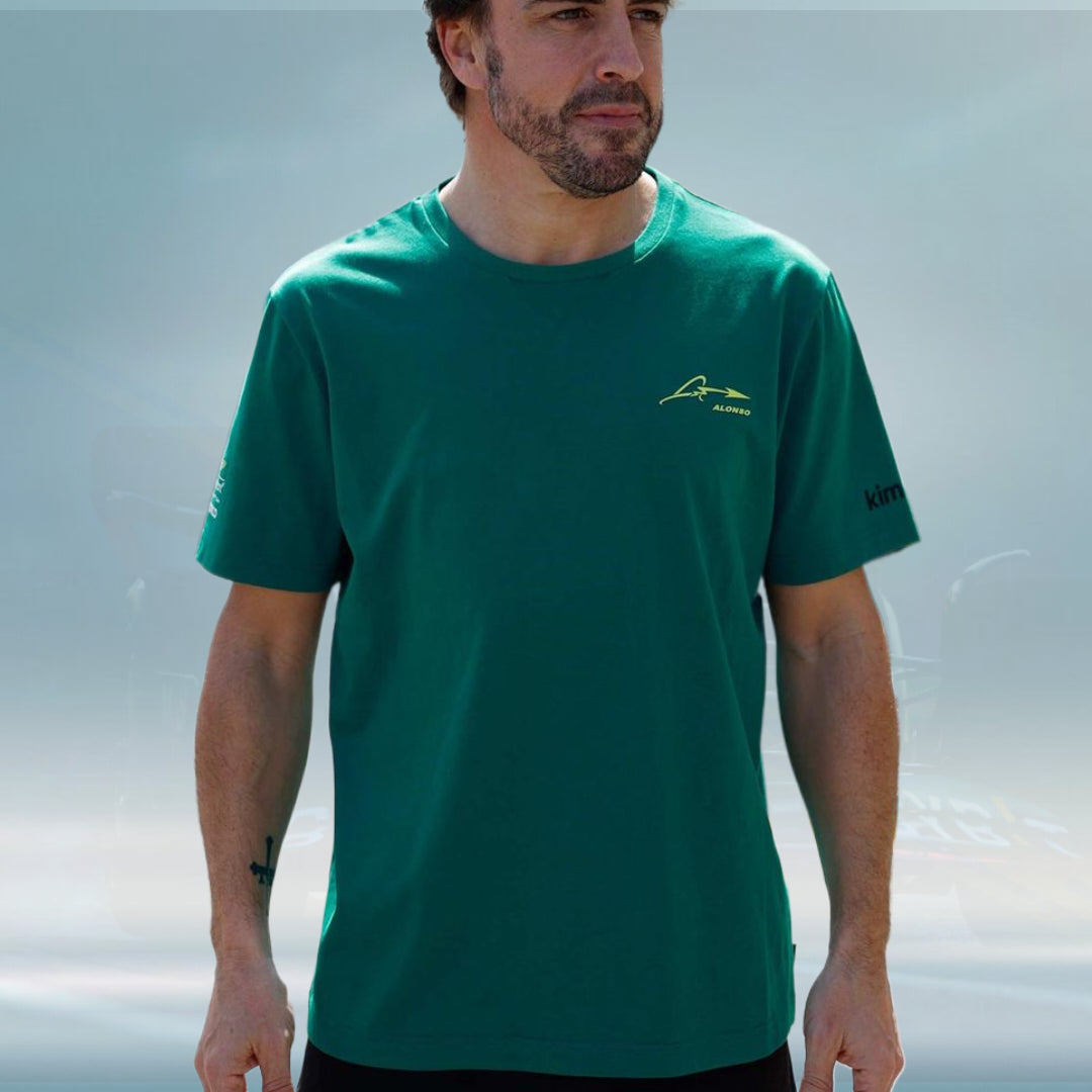 2023 Aston Martin UK F1 Mens Alonso Kimoa T-shirt green