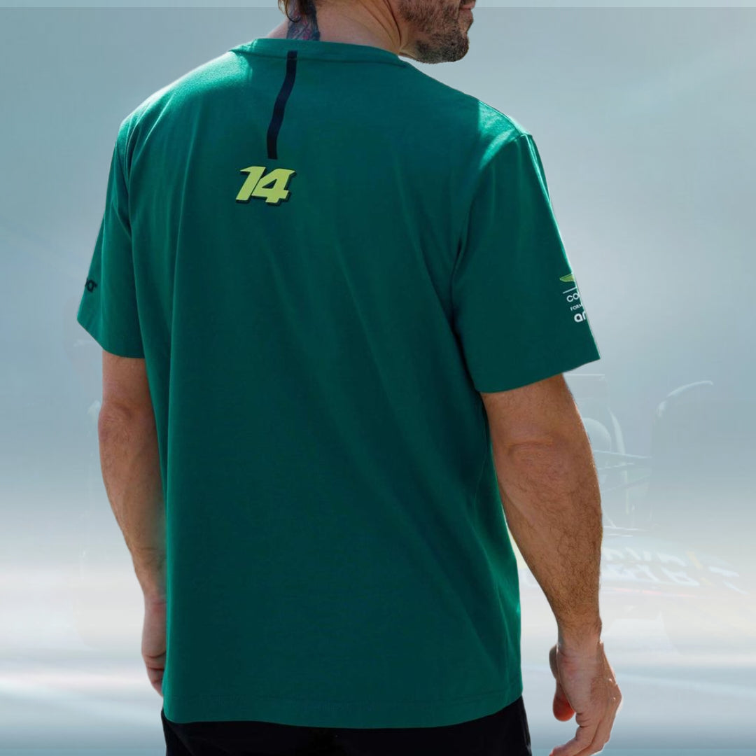 2023 Aston Martin UK F1 Mens Alonso Kimoa T-shirt green