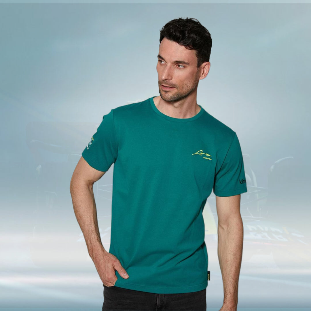 2023 Aston Martin UK F1 Mens Alonso Kimoa T-shirt green