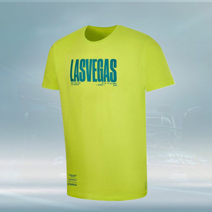 2023 Aston Martin UK F1 Mens Las Vegas T-shirt lime green