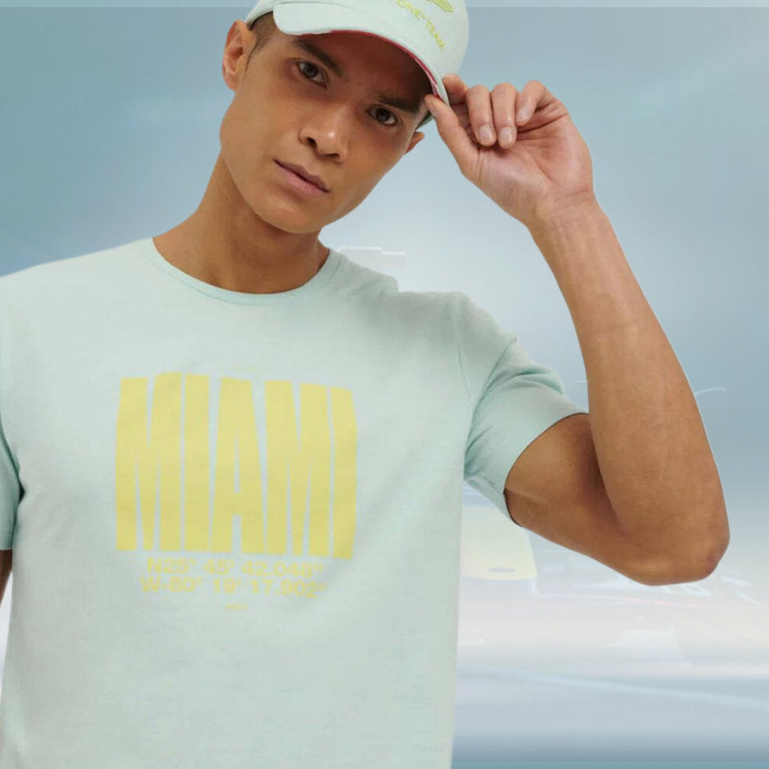 2023 Aston Martin UK F1 Mens Miami T-shirt blue