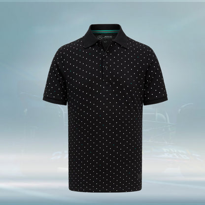 2023 Mercedes AMG Germany F1 Mens Polka Dot Polo Shirt Black