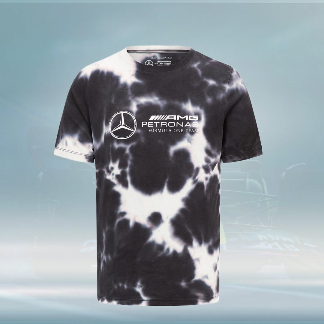 2023 Mercedes AMG F1 Mens Tie Dye T-shirt Grey