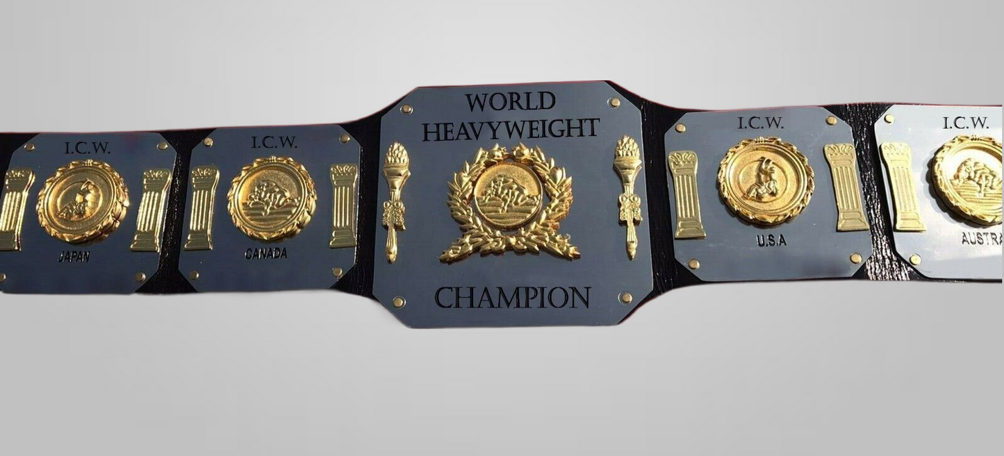 ICW Randy Savage Macho Man World Heavyweight Wrestling Champion Belt Brass Plate