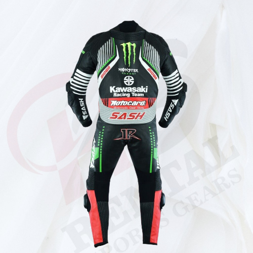 Kawasaki Motorcyle Racing Suit Cowhide Leather Motorbike Suit Genuine Leather