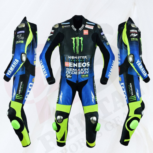 Valentino Rossi Monster Cowhide Motorcyle MotoGP Racing Suit
