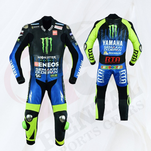 Valentino Rossi Monster Cowhide Motorcyle MotoGP Racing Suit