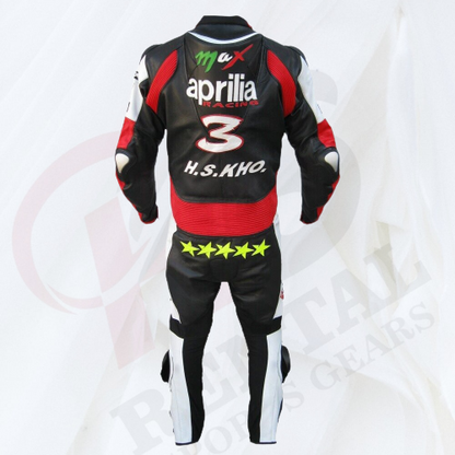 Aprila Cowhide Leather Motorcyle Suit Racing Biker Suit CE Padding