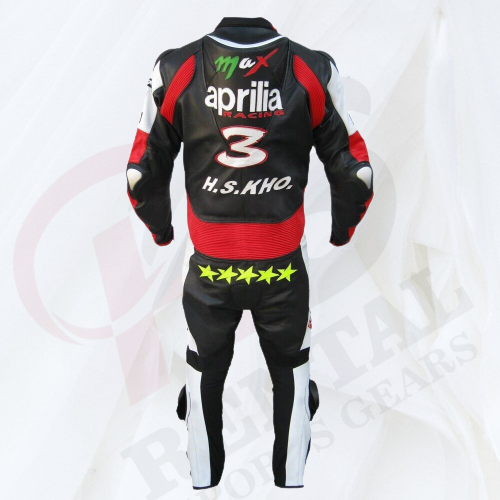 Aprila Cowhide Leather Motorcyle Suit Racing Biker Suit CE Padding