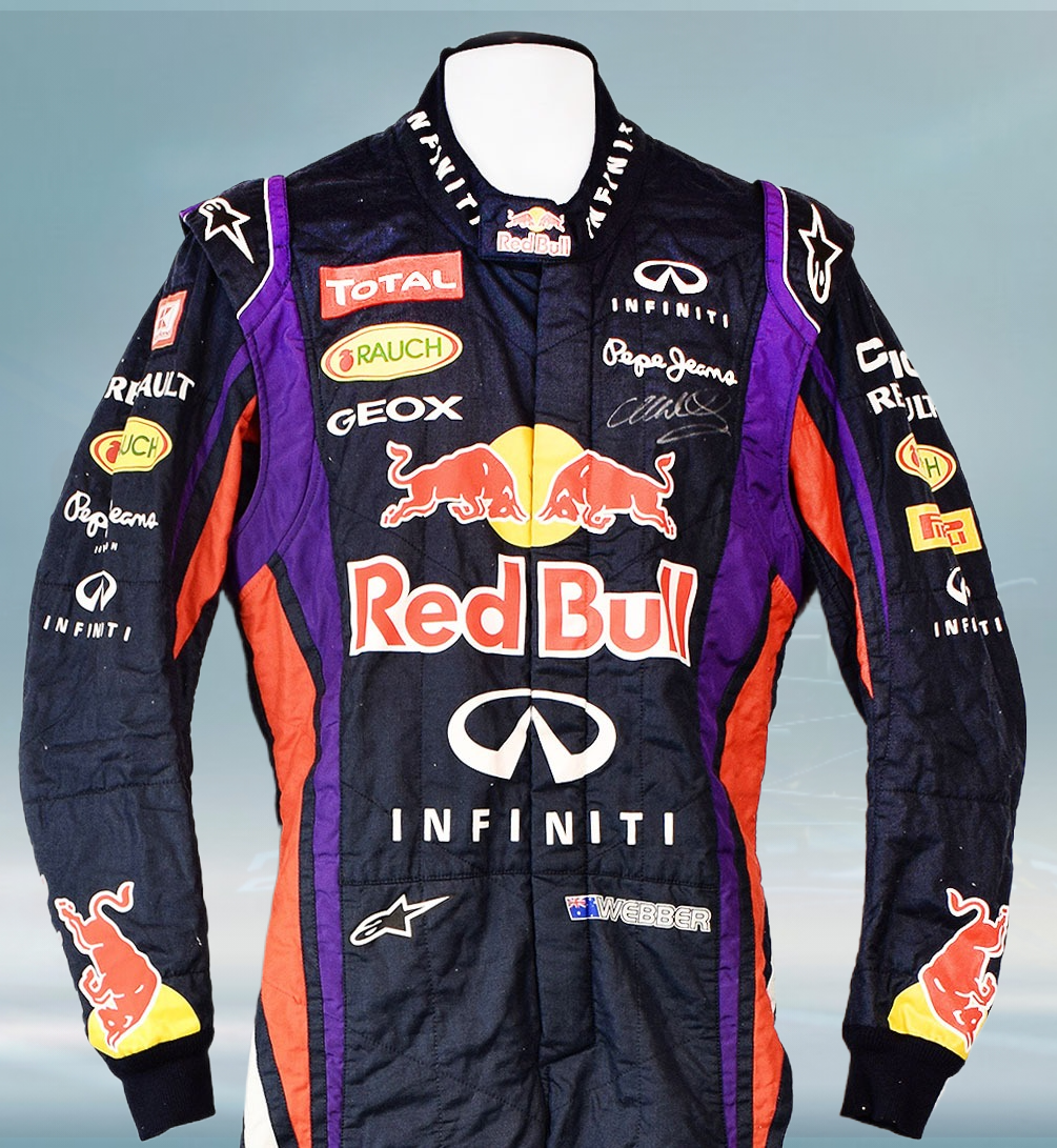 2013 Mark Webber Signed Race Used Red Bull F1 Suit