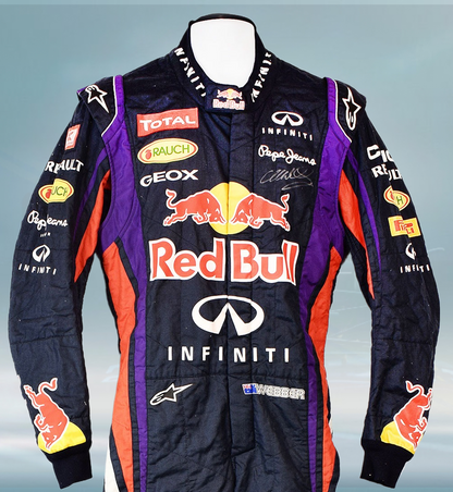 2013 Mark Webber Signed Race Used Red Bull F1 Suit