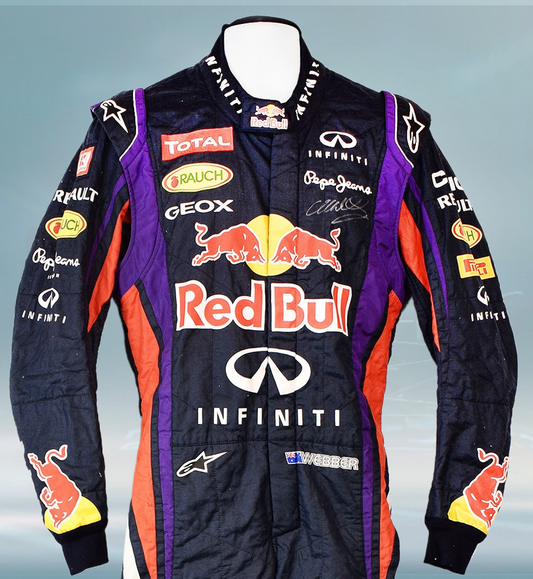 2013 Mark Webber Signed Race Used Red Bull F1 Suit