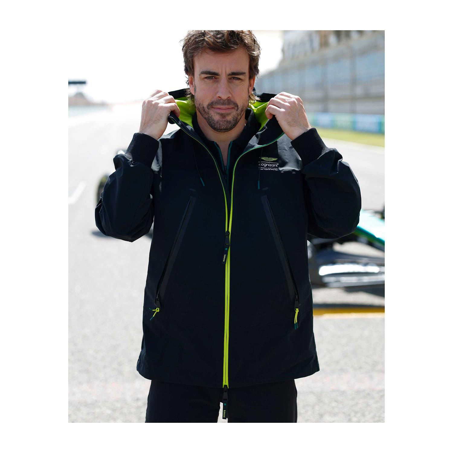 2023 Aston Martin UK F1 Mens Alonso Kimoa Rain Jacket