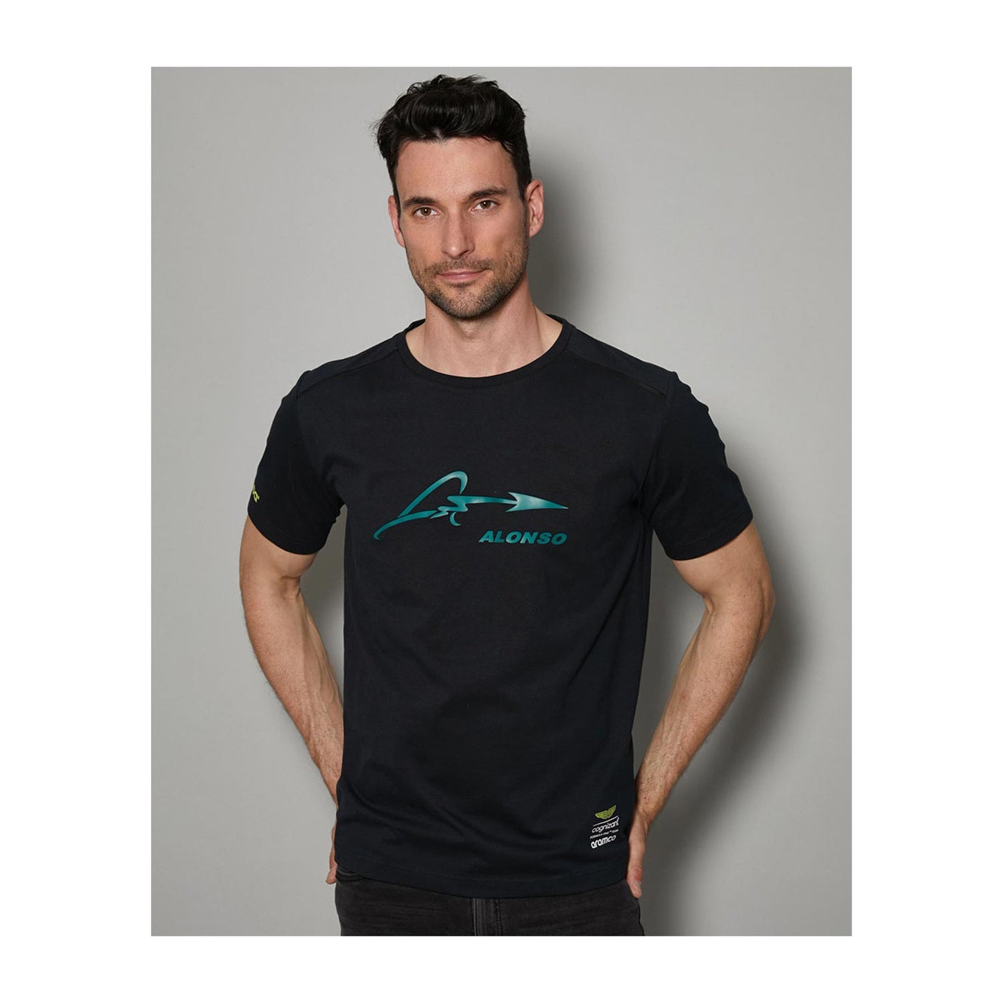 2023 Aston Martin UK F1 Mens Alonso Kimoa T-shirt black