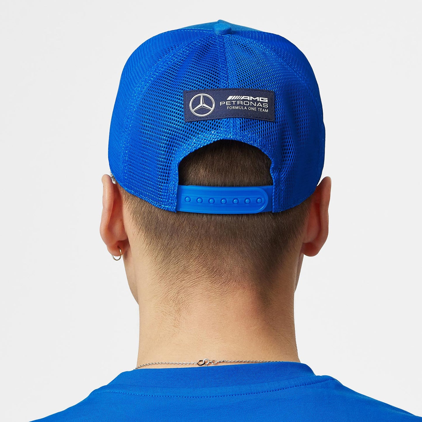 2023 Mercedes AMG Germany F1 George Russell Trucker blue Baseball Cap