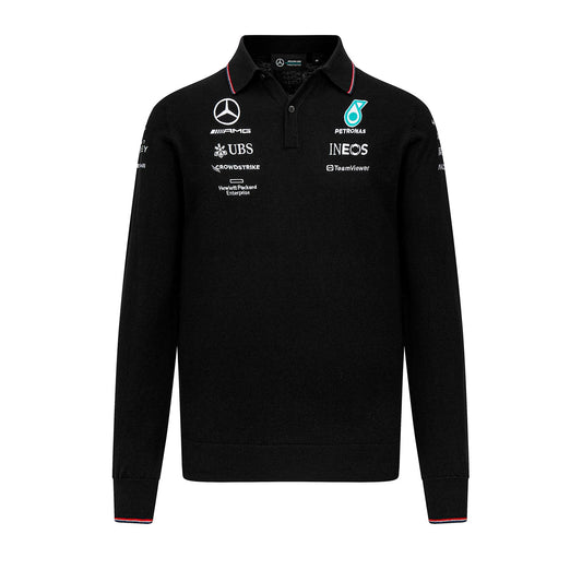 2023 Mercedes AMG Germany F1 Mens LS Team Polo Shirt Black