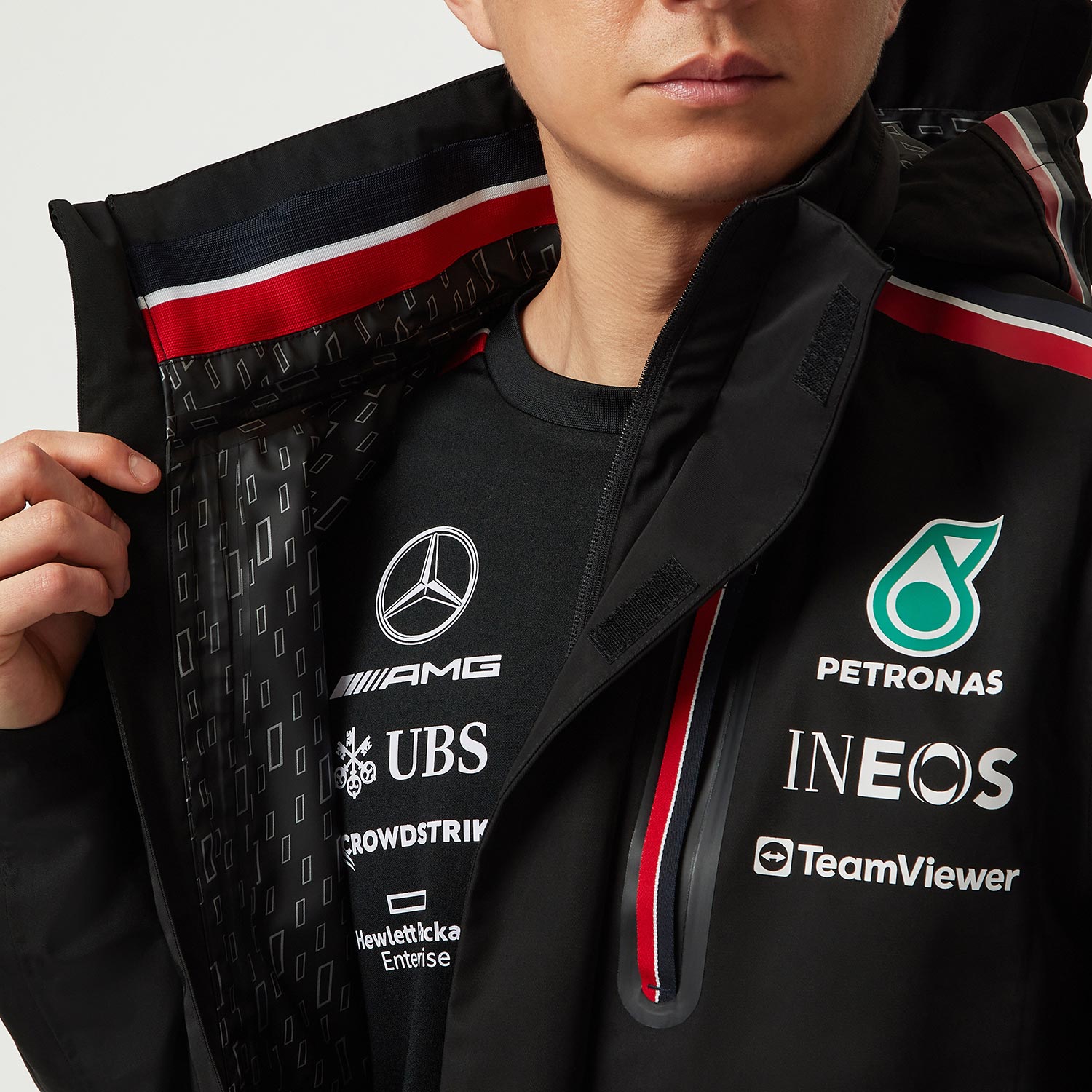 2023 Mercedes AMG Germany F1 Team Mens Rain Jacket Black